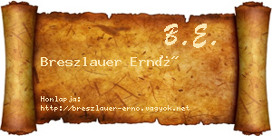 Breszlauer Ernő névjegykártya